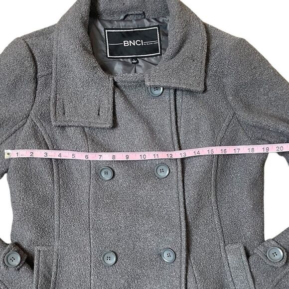 BNCI Blanc Noir Textured Gray Wool Blend Pea Coat - Picture 12 of 15